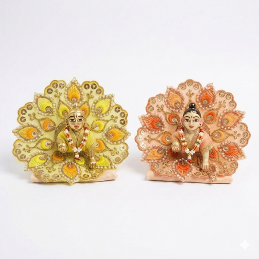 Tiny Shiny Laddu Gopal Poshak Thakur Ji Dress Heavy Designer Dress for Kanha Ji Fancy Dress for Bal Krishna Janmaasthmi Special for Ladoo Gopal Ji (Size-1 and 2)