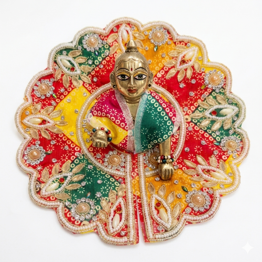 Tiny Shiny Laddu Gopal Poshak Thakur Ji Dress Heavy Designer Dress for Kanha Ji Fancy Dress for Bal Krishna Janmaasthmi Special for Ladoo Gopal Ji (Size-0 to6)