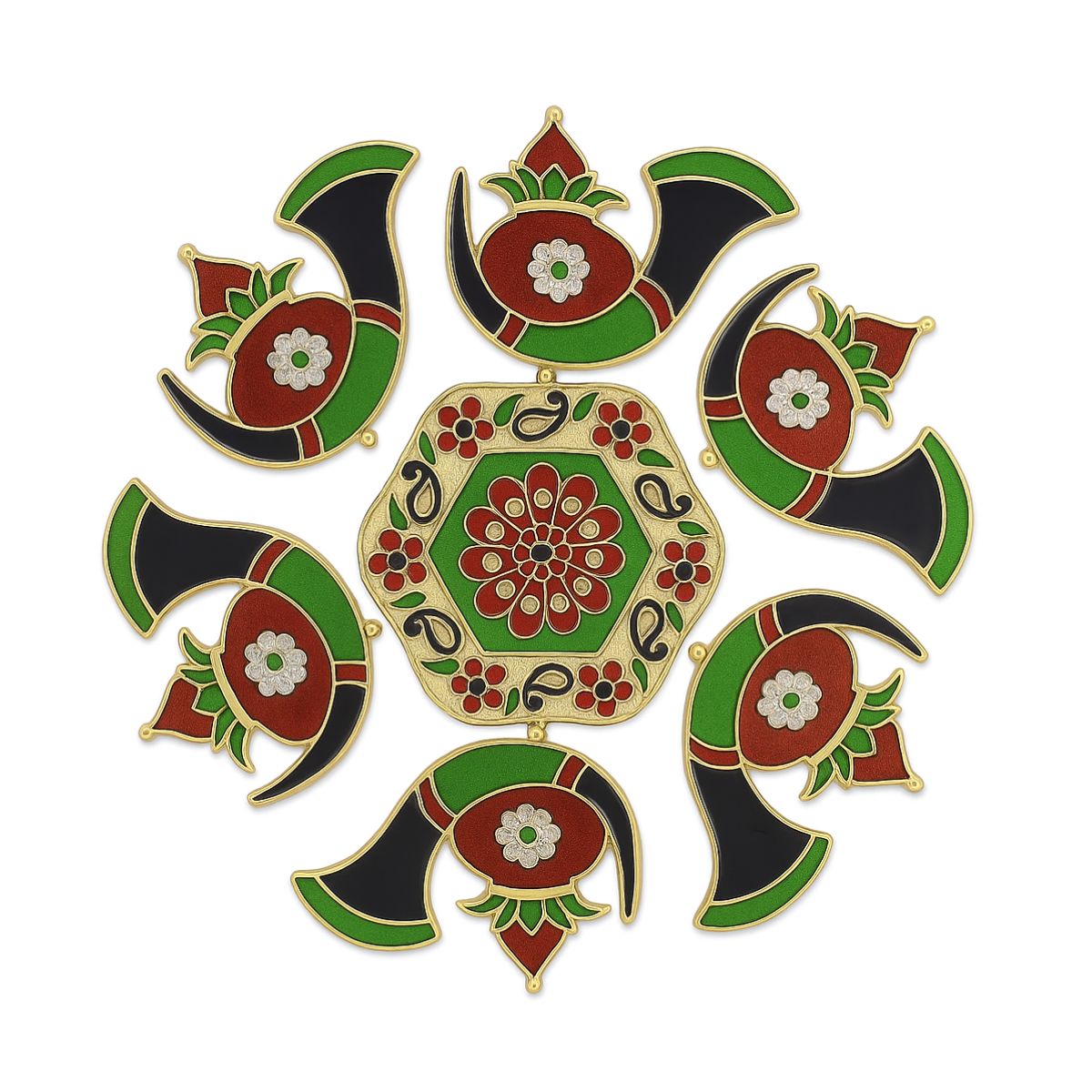Kalash Meena Stone Rangoli — Decorative Reusable Festive Floor Art for Diwali