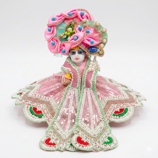Tiny Shiny Laddu Gopal Poshak Thakur Ji Dress Heavy Designer Dress for Kanha Ji Fancy Dress for Bal Krishna Janmaasthmi Special for Ladoo Gopal Ji (Size-0 to 5)