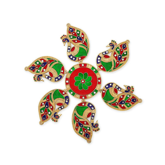 Peacock Meena Stone Rangoli