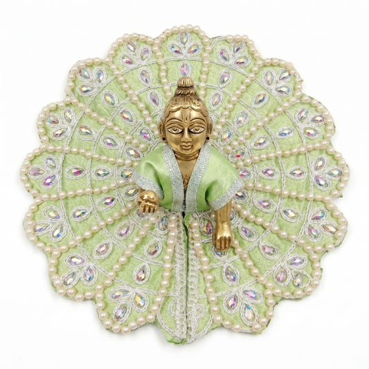 Tiny Shiny Laddu Gopal Poshak Thakur Ji Dress Heavy Designer Dress for Kanha Ji Fancy Dress for Bal Krishna Janmaasthmi Special for Ladoo Gopal Ji (Size- 4 And 5)