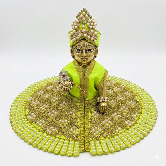 Tiny Shiny Laddu Gopal Poshak Thakur Ji Dress Heavy Designer Dress for Kanha Ji Fancy Dress for Bal Krishna Janmaasthmi Special for Ladoo Gopal Ji (Size-4 And 5)