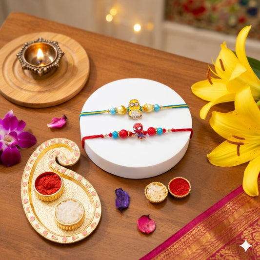 Minion & Spider Hero Rakhi Set of 2 | Kids Designer Rakhi for Brother