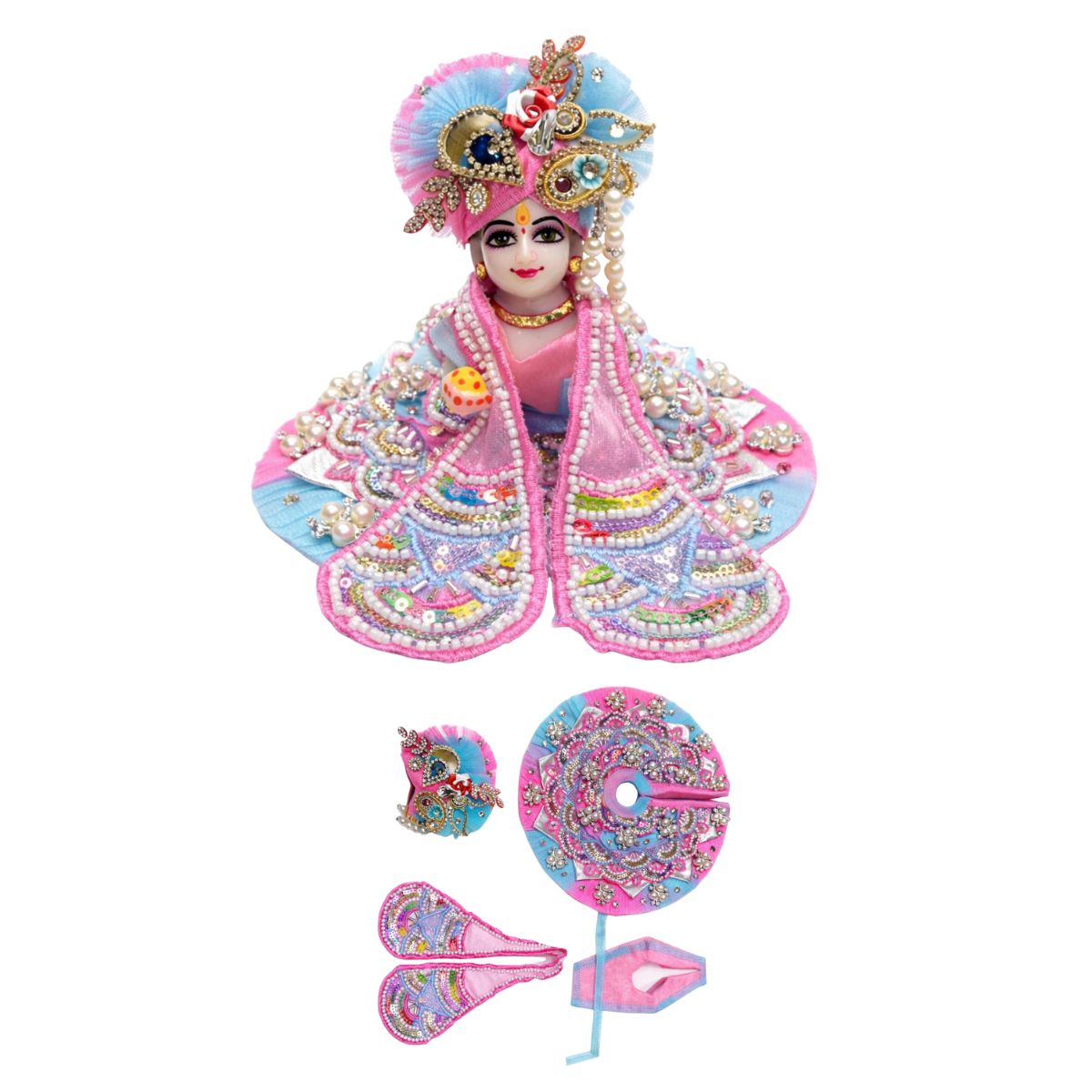 Tiny Shiny Laddu Gopal Poshak Thakur Ji Dress Heavy Designer Dress for Kanha Ji Fancy Dress for Bal Krishna Janmaasthmi Special for Ladoo Gopal Ji (Size- 2 to 6)