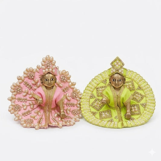 Tiny Shiny Laddu Gopal Poshak Thakur Ji Dress Heavy Designer Dress for Kanha Ji Fancy Dress for Bal Krishna Janmaasthmi Special for Ladoo Gopal Ji (Size-1 And 2)