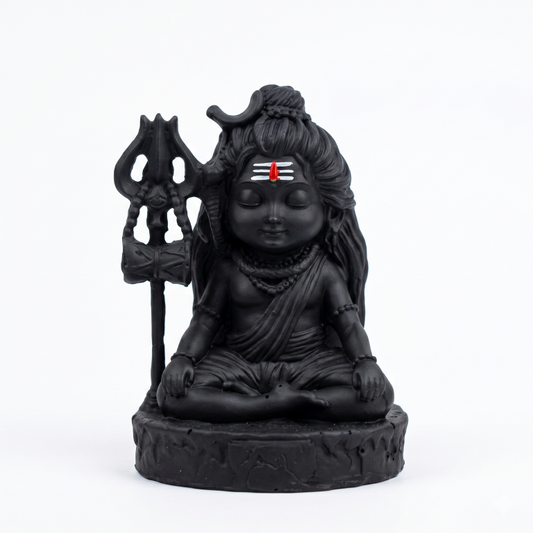 Meditating Little Shiva (Adiyogi) Miniature Idol - Cute Mahadev Figurine for Car Dashboard & Home Decor