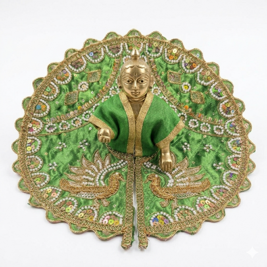 Tiny Shiny Laddu Gopal Poshak Thakur Ji Dress Heavy Designer Dress for Kanha Ji Fancy Dress for Bal Krishna Janmaasthmi Special for Ladoo Gopal Ji (Size-4 And 5)