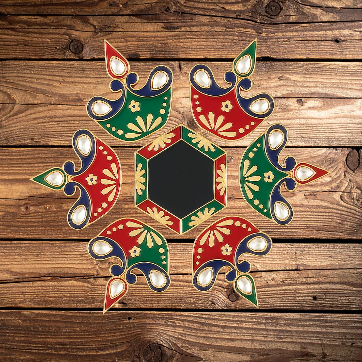 Diya Meena Stone Rangoli — Decorative Reusable Festive Floor Art for Diwali and Pooja