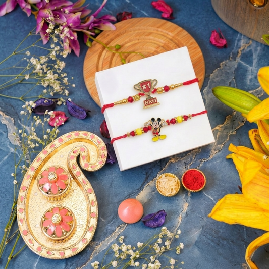 No.1 Bro & Mickey Rakhi Set of 2 | Designer Rakhi for Brother