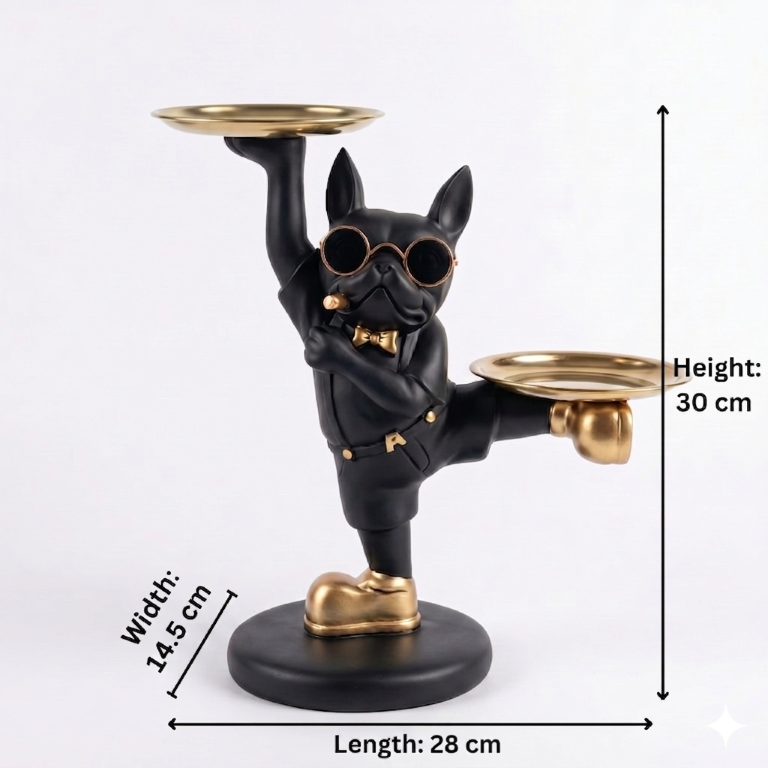 Cool Bulldog Dual-Tray Storage Figurine | Quirky Home & Office Organizer