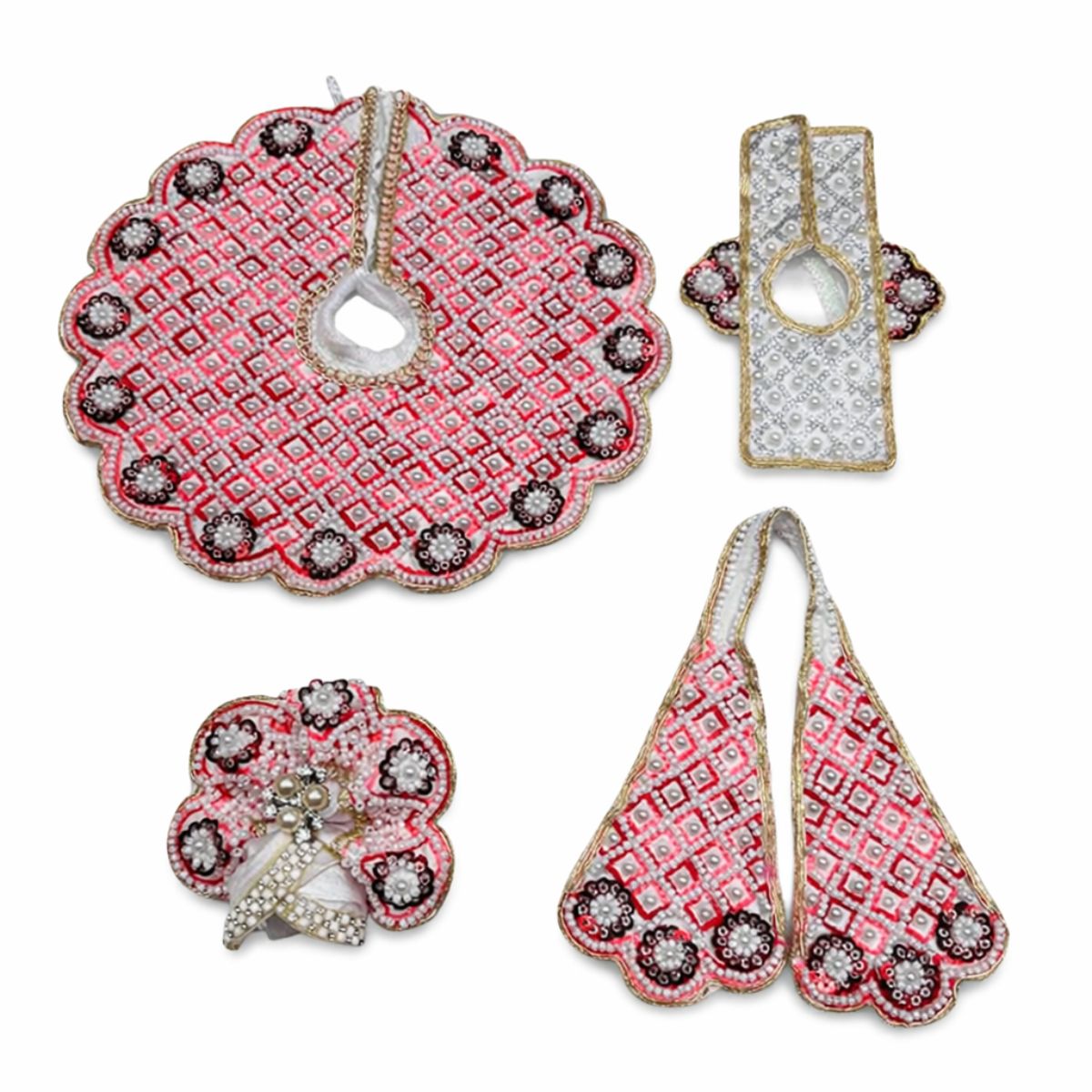Tiny Shiny Laddu Gopal Poshak Thakur Ji Dress Heavy Designer Dress for Kanha Ji Fancy Dress for Bal Krishna Janmaasthmi Special for Ladoo Gopal Ji (Size- 0 to 6)