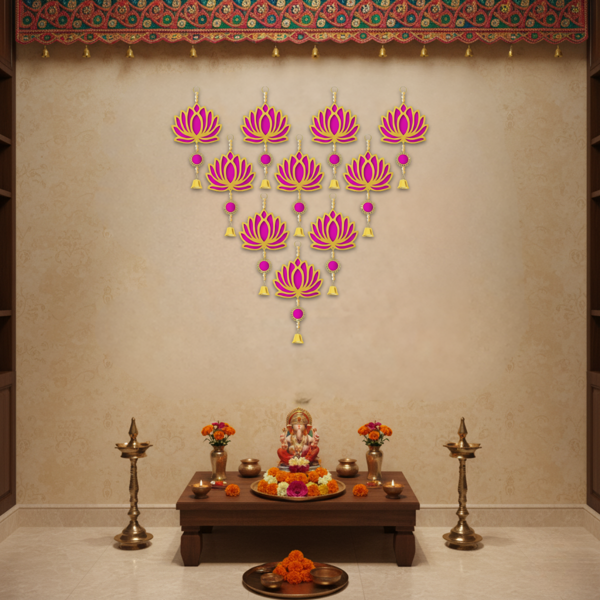 Lotus Wall Hanging Toran Set of 10