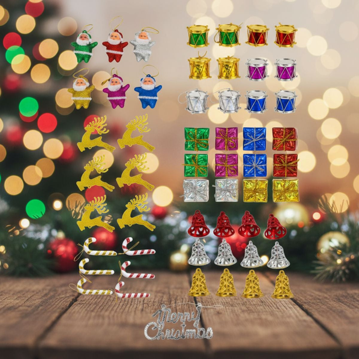 Christmas Tree Decoration Combo Hanging Ornaments Pack of 55