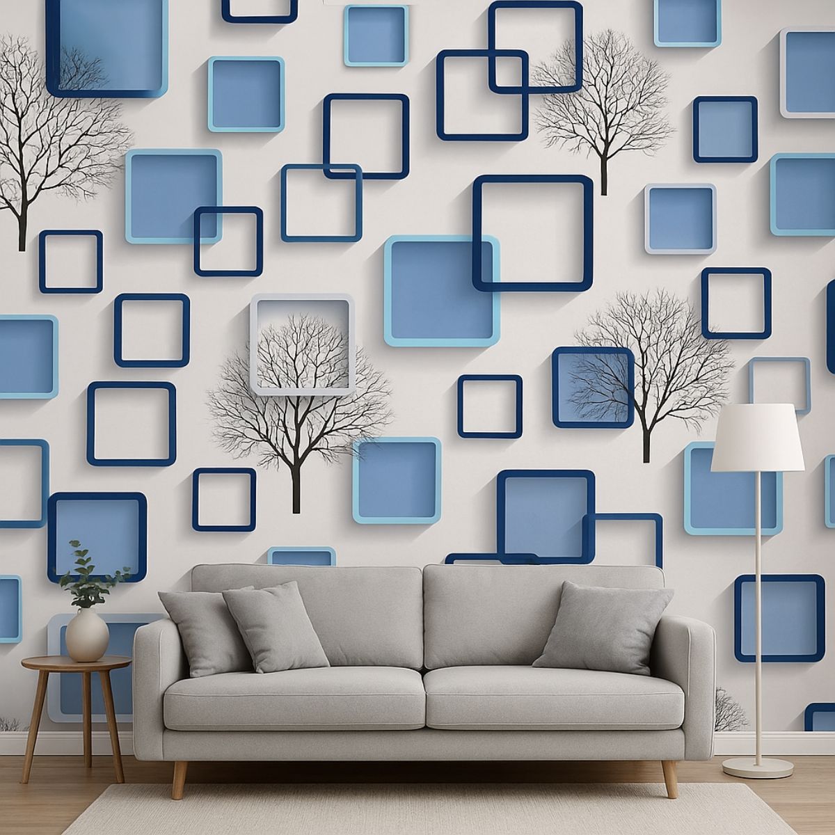Blue Box Self-Adhesive Wallpaper