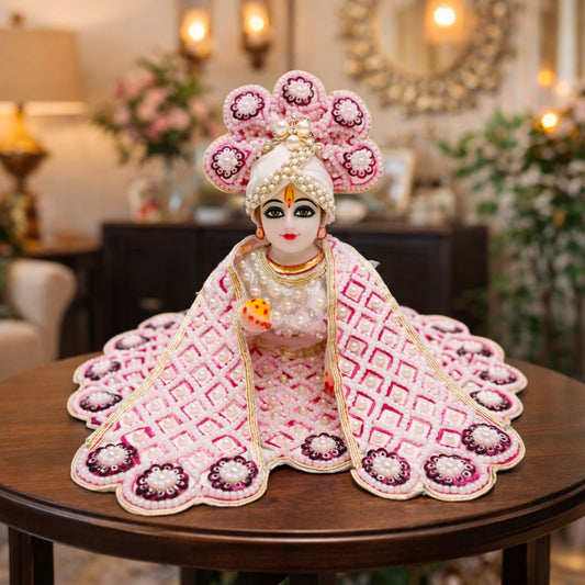 Tiny Shiny Laddu Gopal Poshak Thakur Ji Dress Heavy Designer Dress for Kanha Ji Fancy Dress for Bal Krishna Janmaasthmi Special for Ladoo Gopal Ji (Size- 0 to 6)