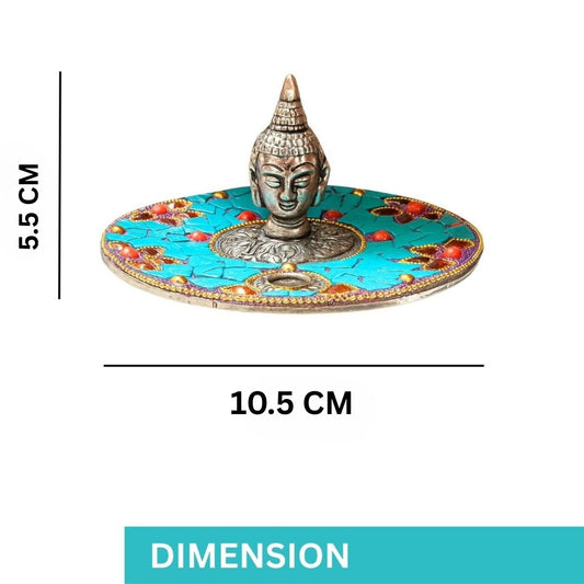 Metal Buddha Incense Plate and Dhoop Burner with Agarbatti Stand