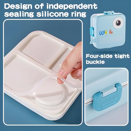 2 Layer Kids Lunch Box with Steel Inner, 3 Compartments Leak Proof Airtight BPA Free Bento Tiffin Box 1120 ML with 70 ML Sauce Cup for School Picnic Boys Girls (Lavender Chick) 1120ml + 70ml