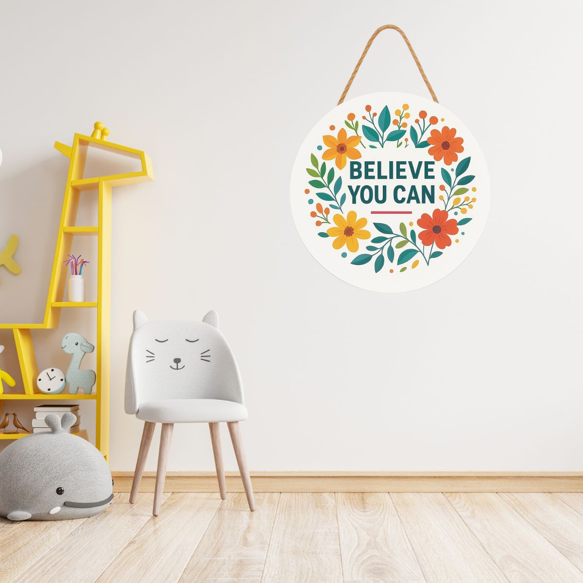Believe You Can Floral Hanging Wall Plaque for Home Décor