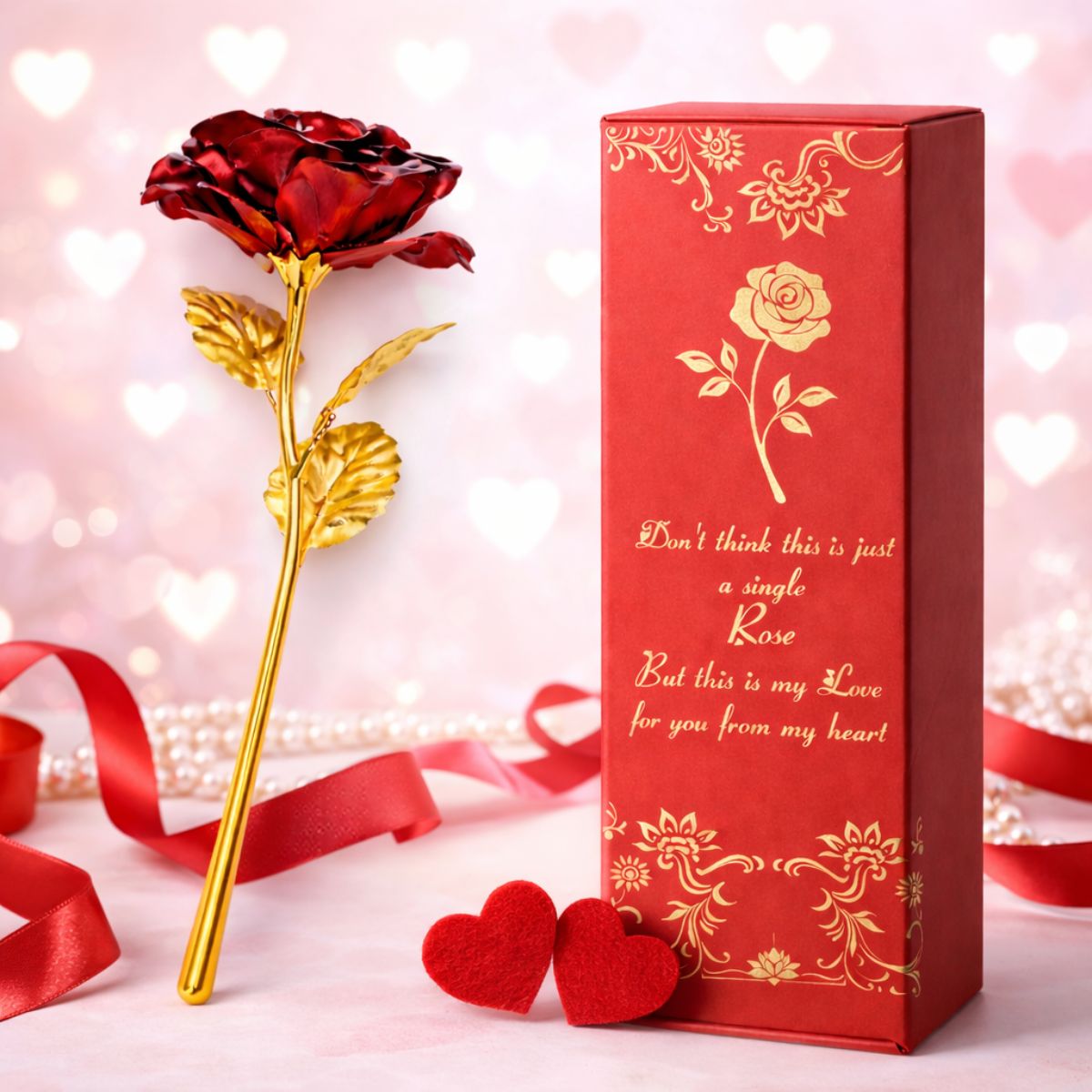 Gold Foil Red Rose with Premium Gift Box