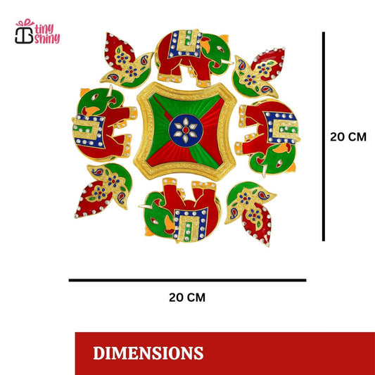 Diya Elephant Meena Stone Rangoli