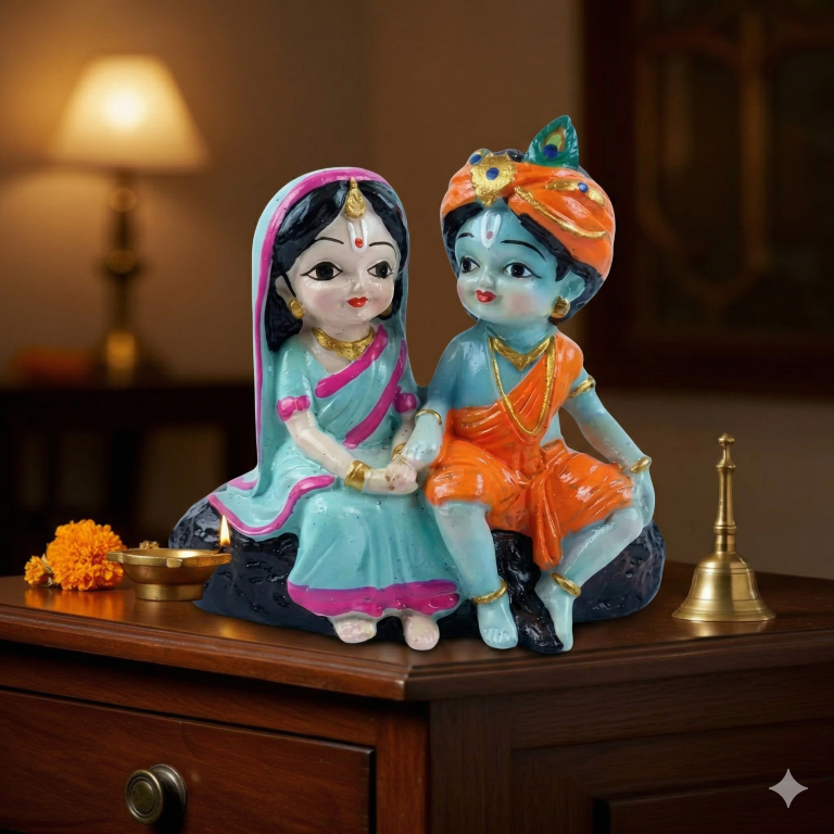 Divine Little Radha Krishna Figurine | Cute Spiritual Home & Car Decor