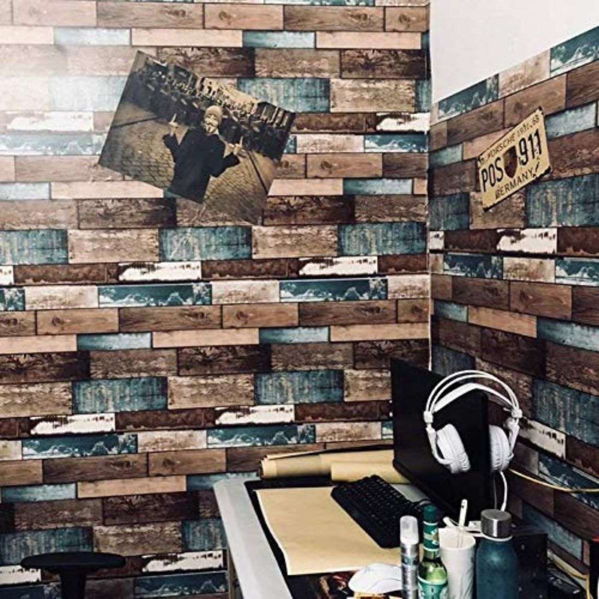 Tiny Shiny Wood Brick Wallpaper for Walls