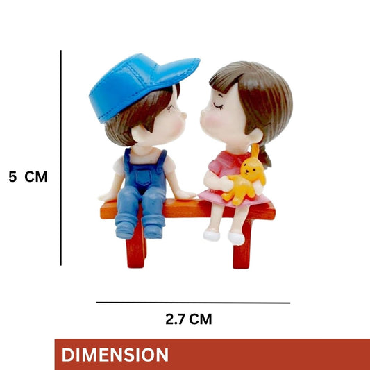 Kissing Couple on Bench Resin Showpiece
