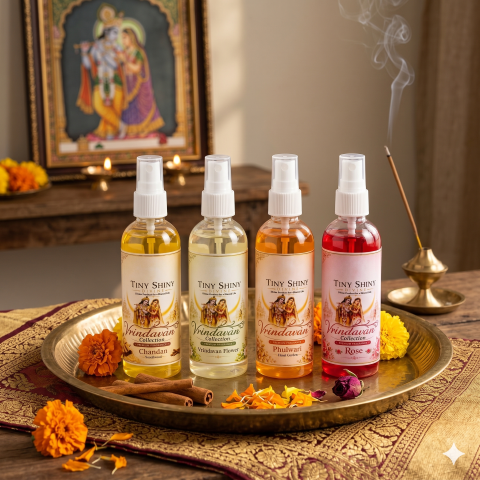 Tiny Shiny Divine Krishna ladoo Gopal/Thakur Radha Rani Fragrance/Perfume for kahna ji/Any tow frarance Pack of 2 and 4(100 ml)
