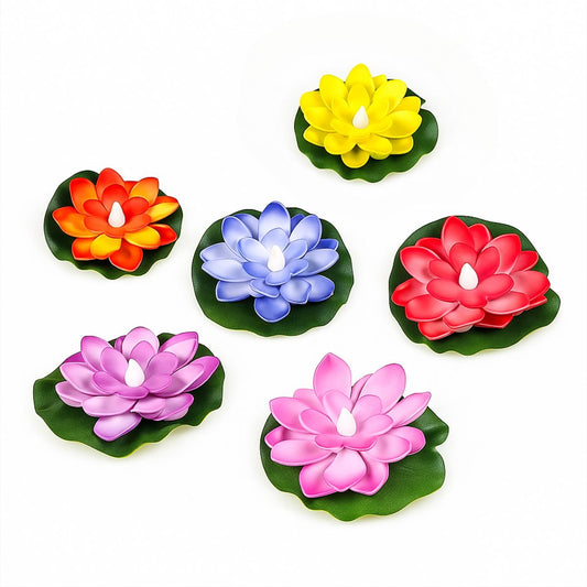 6Pc Floating LED Lotus Candle