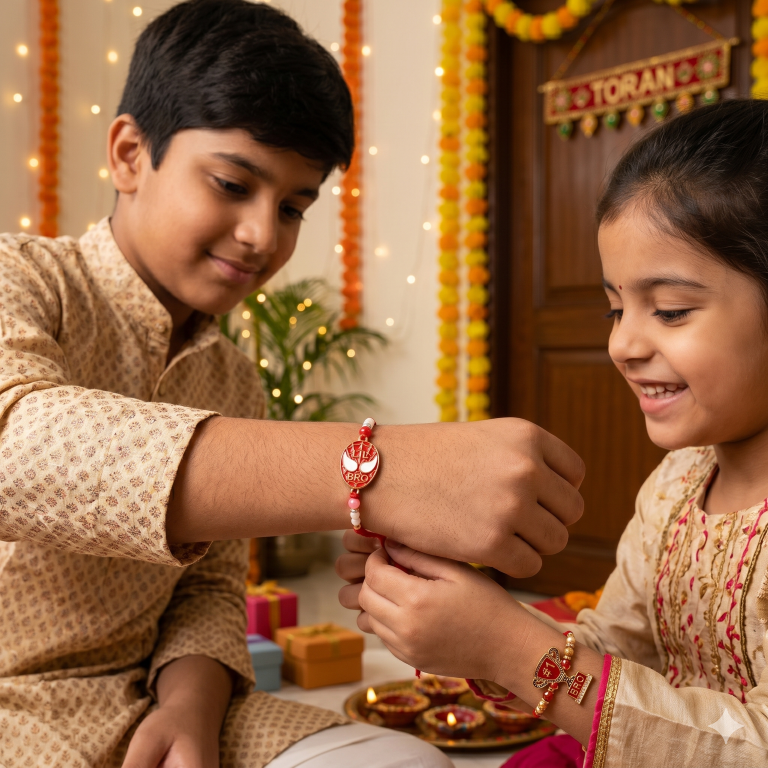 Lil Bro & No.1 Bro Kids Rakhi Set of 2 Designer Rakhi for Brother