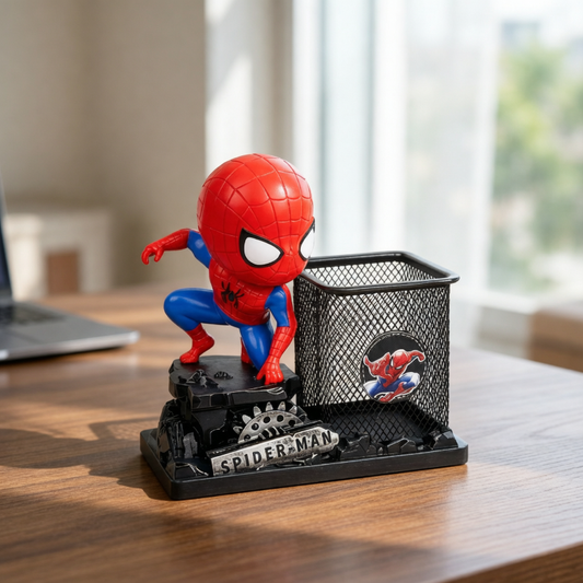 Spider-Man Action Pose Desk Organizer | Superhero Figurine Pen Holder