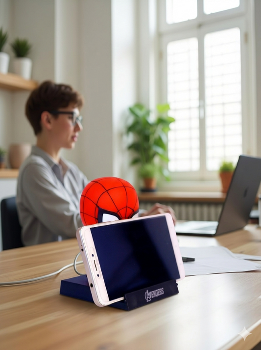 Spider Man Sports Cricket Bobble Head for Car Dashboard with Mobile Holder Action Figure Toys Collectible Bobblehead Showpiece for Office Desk Table Top Toy for Kids and Adults Multicolor