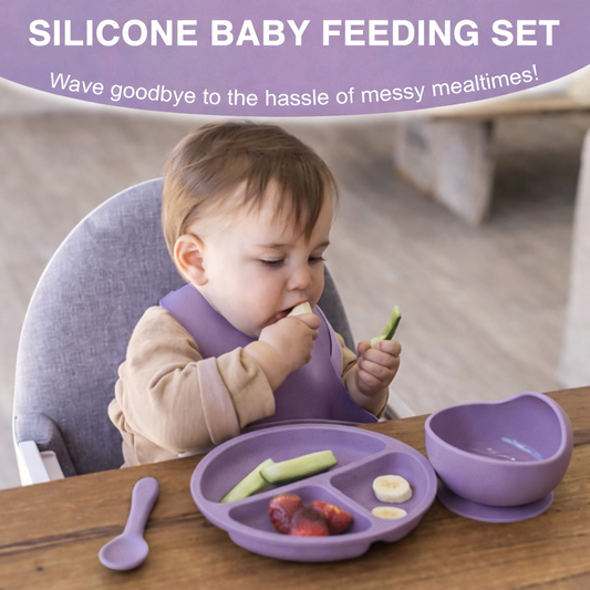 Silicone Baby Feeding Set 6 Pcs Purple