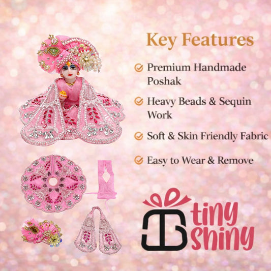 Tiny Shiny Laddu Gopal Poshak Thakur Ji Dress Heavy Designer Dress for Kanha Ji Fancy Dress for Bal Krishna Janmaasthmi Special for Ladoo Gopal Ji (Size-0 to 5)