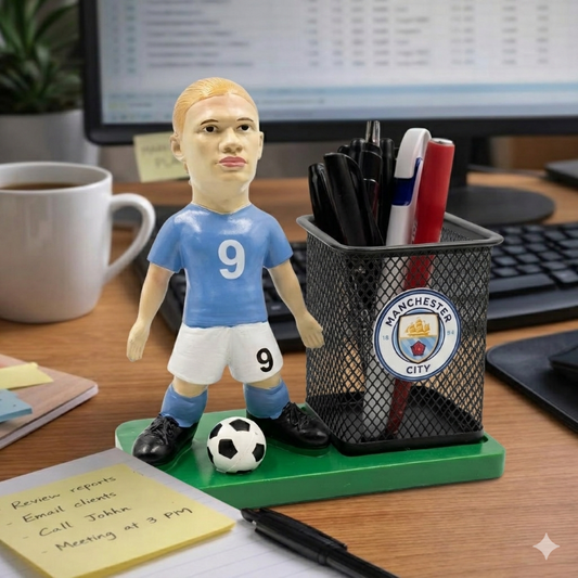 Erling Haaland Manchester City Edition Footballer Figurine Pen Holder
