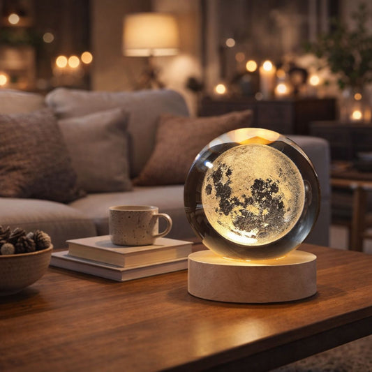Tiny Shiny 3D Laser Engraved Moon Model Crystal Glass Ball