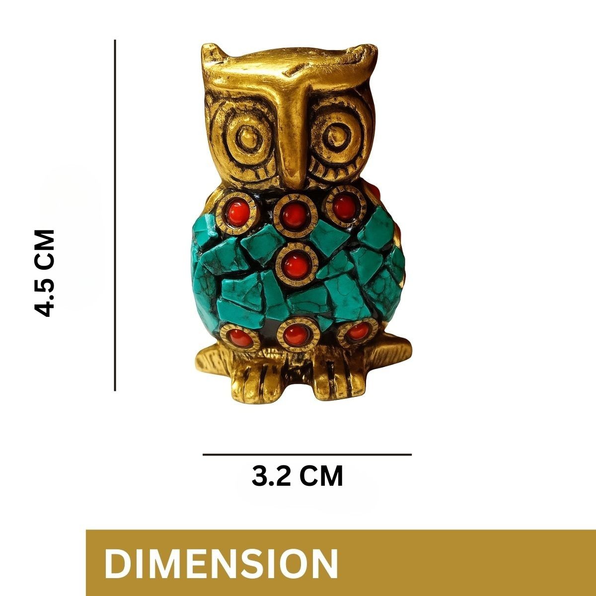 Metal Owl Statue Figurine with Colorful Stone Agarbatti Holder