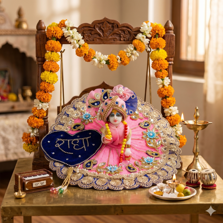 Tiny Shiny Laddu Gopal Poshak Thakur Ji Dress Heavy Designer Dress for Kanha Ji Fancy Dress for Bal Krishna Janmaasthmi Special for Ladoo Gopal Ji (Size-1 to 6)