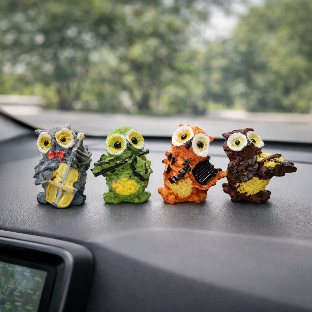 Tiny Shiny Owl Showpiece, Figurines, Statues for Good Luck Playing Musical Instruments for Home & Office Decor Showpiece Decorative & Gifting Items (Set of 4) (Resin, Multicolor) - image 5