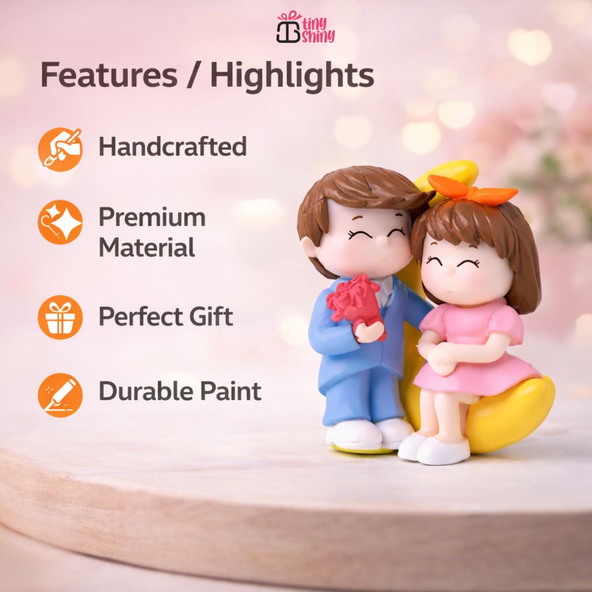 Miniature Couple Figurine Showpiece | Romantic Valentine Gift for Girlfriend & Boyfriend | Cute Decorative Baby Couple Statue - image 6
