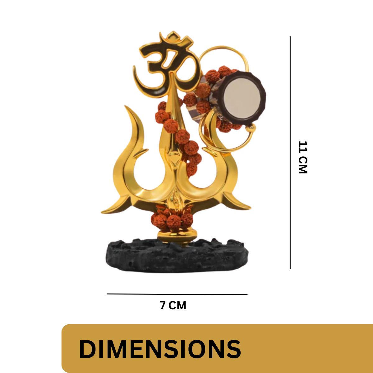 tiny shiny Traditional Trishul with Damru Decorative Showpiece Statue for Car Dashboard, Pooja, Home & Office Decor | Shiva Trishul Idol for Mandir, Black & Gold, Resin - image 7