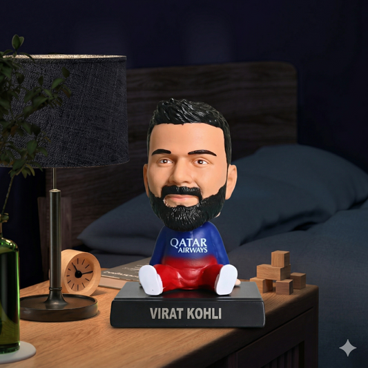 Virat Kohli Sports Cricket Bobble Head for Car Dashboard with Mobile Holder Action Figure Toys Collectible Bobblehead Showpiece for Office Desk Table Top Toy for Kids and Adults Multicolor