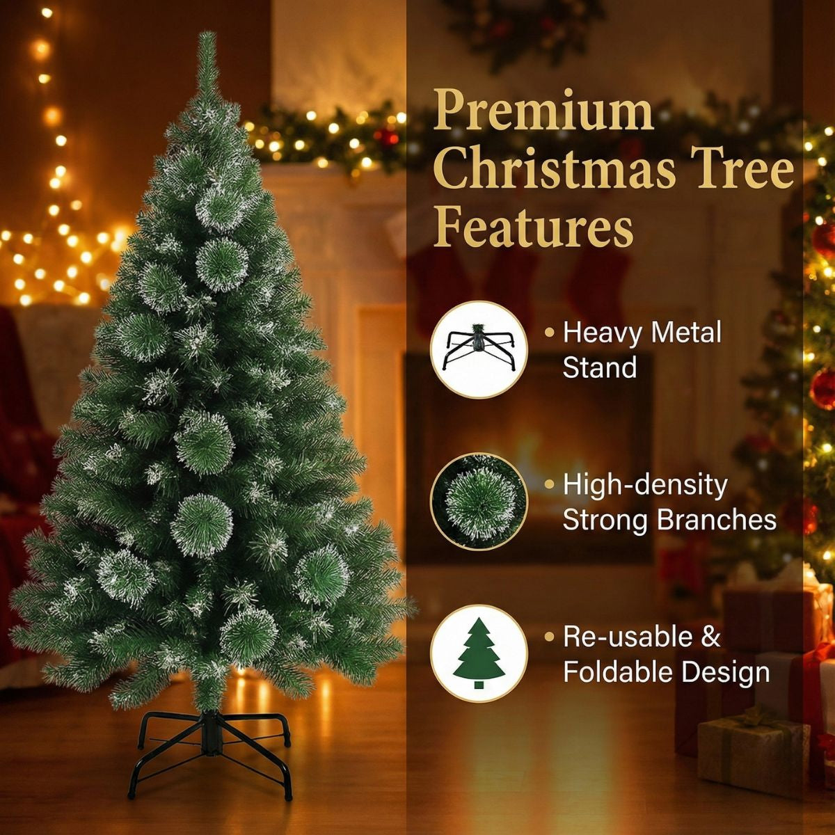 5 Feet Snow Pine Christmas Tree | Artificial Xmas Tree for Home Decor