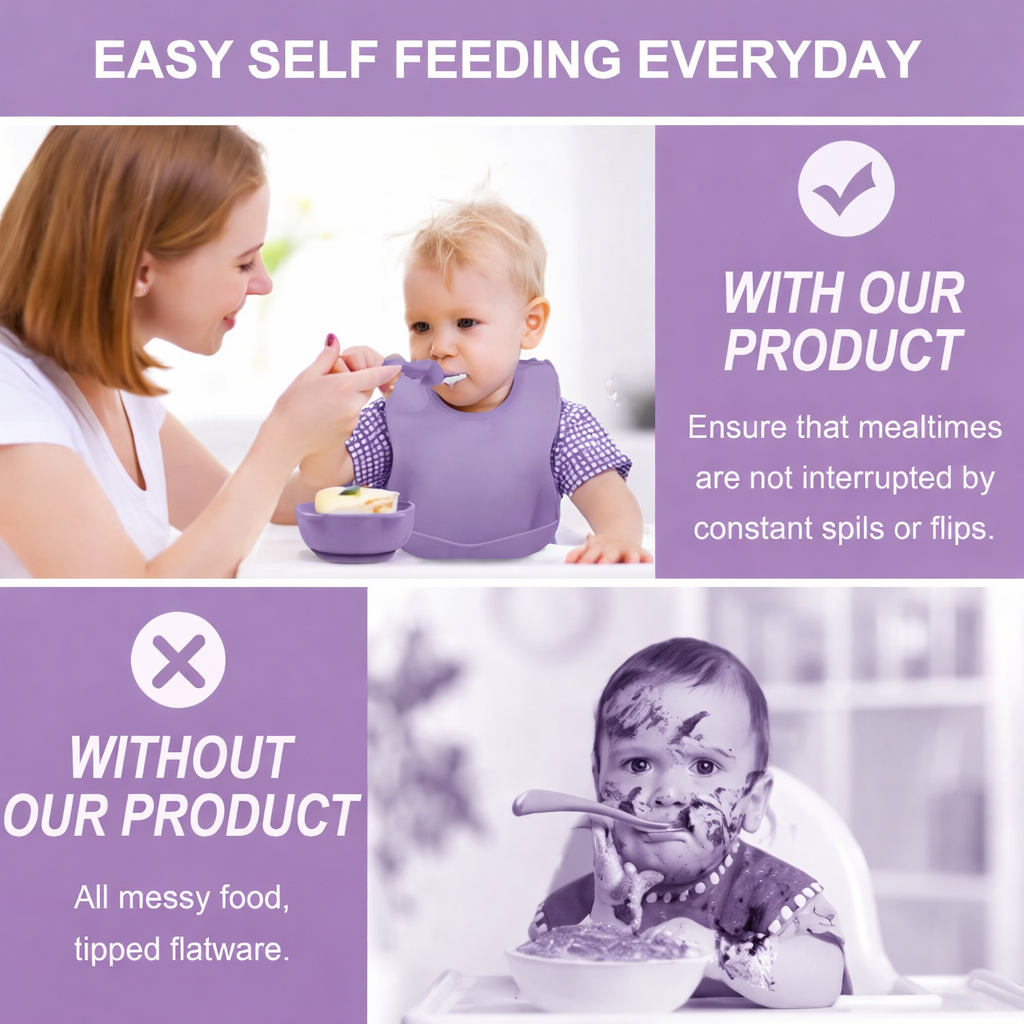 Silicone Baby Feeding Set 6 Pcs Purple
