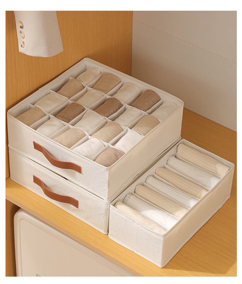Tiny Shiny Drawer Organizer Box — Socks, Bra, Panty and Lingerie Storage | Cotton | Cream