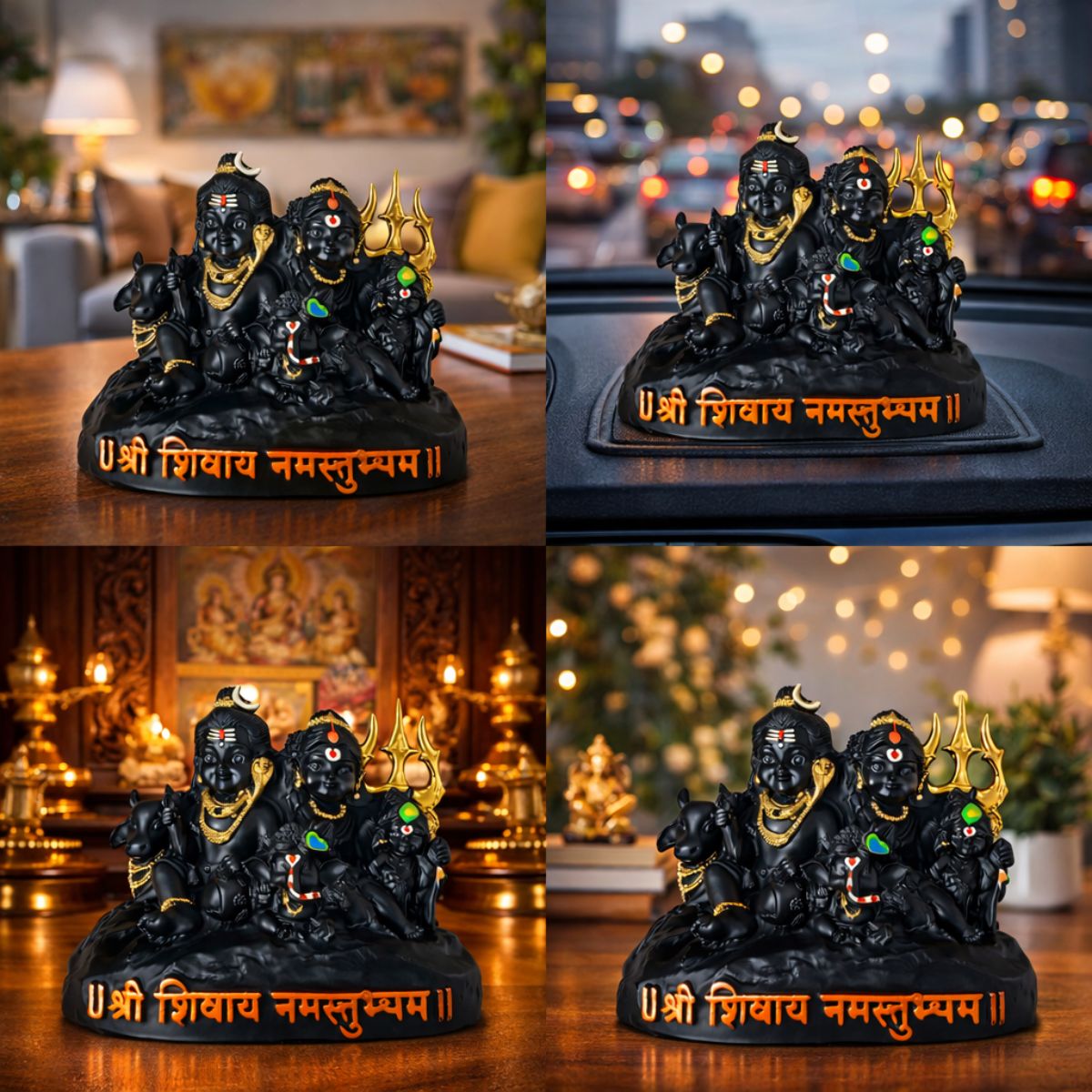 Tiny Shiny Adorable Shiv Parivar Idol Parvati, Ganesh, Kartikey Bhagwan on Nandi Maharaj Black Statue of Shiva Family for Home Puja, Office Mandir, Mahashivratri, Saawan - image 7