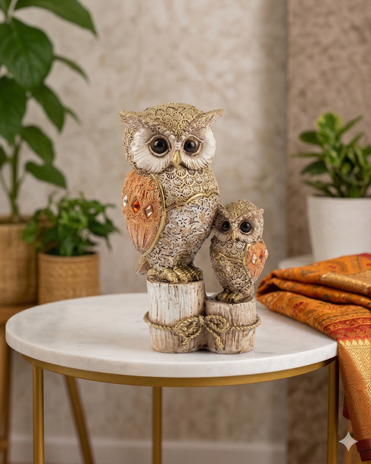 Owl on Stump Sculpture Decor