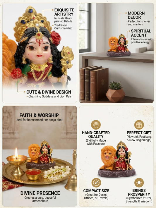 Maa Durga Idol with Lion 8 cm
