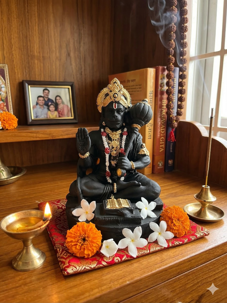 Hanuman Idol Black Finish 9 cm